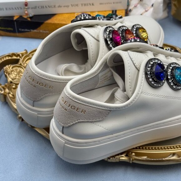 🆕 KURT GEIGER LONDON 🧿 NWOB Laney Octavia Sneaker, White Leather, Sz 36 US 6 - Picture 12 of 16